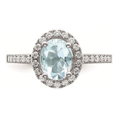 14K White Gold 1/3 ct tw Aquamarine & Diamond Halo Engagement Ring – view 4