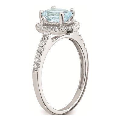 14K White Gold 1/3 ct tw Aquamarine & Diamond Halo Engagement Ring – view 6