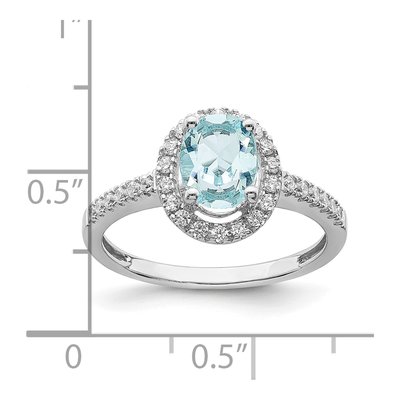 14K White Gold 1/3 ct tw Aquamarine & Diamond Halo Engagement Ring – view 8