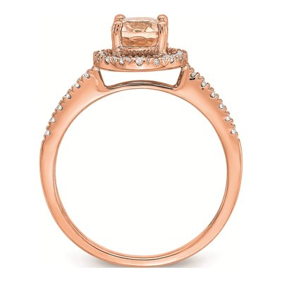 14K Rose Gold 1/3 ct tw Morganite & Diamond Halo Engagement Ring – view 2