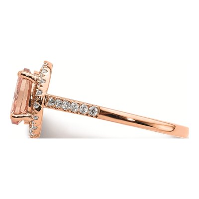 14K Rose Gold 1/3 ct tw Morganite & Diamond Halo Engagement Ring – view 3