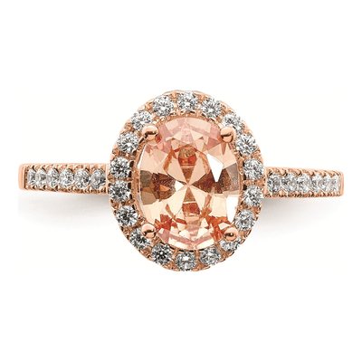 14K Rose Gold 1/3 ct tw Morganite & Diamond Halo Engagement Ring – view 4