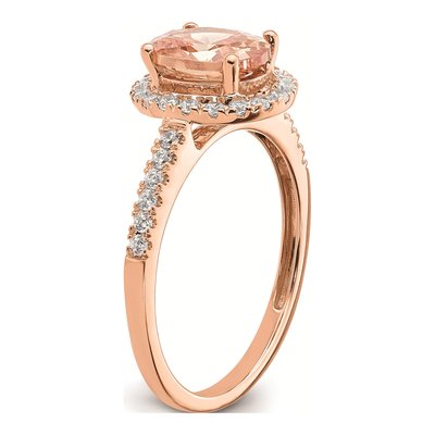14K Rose Gold 1/3 ct tw Morganite & Diamond Halo Engagement Ring – view 6
