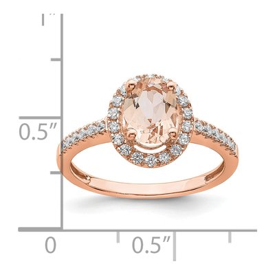 14K Rose Gold 1/3 ct tw Morganite & Diamond Halo Engagement Ring – view 8