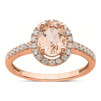 14K Rose Gold 1/3 ct tw Morganite & Diamond Halo Engagement Ring
