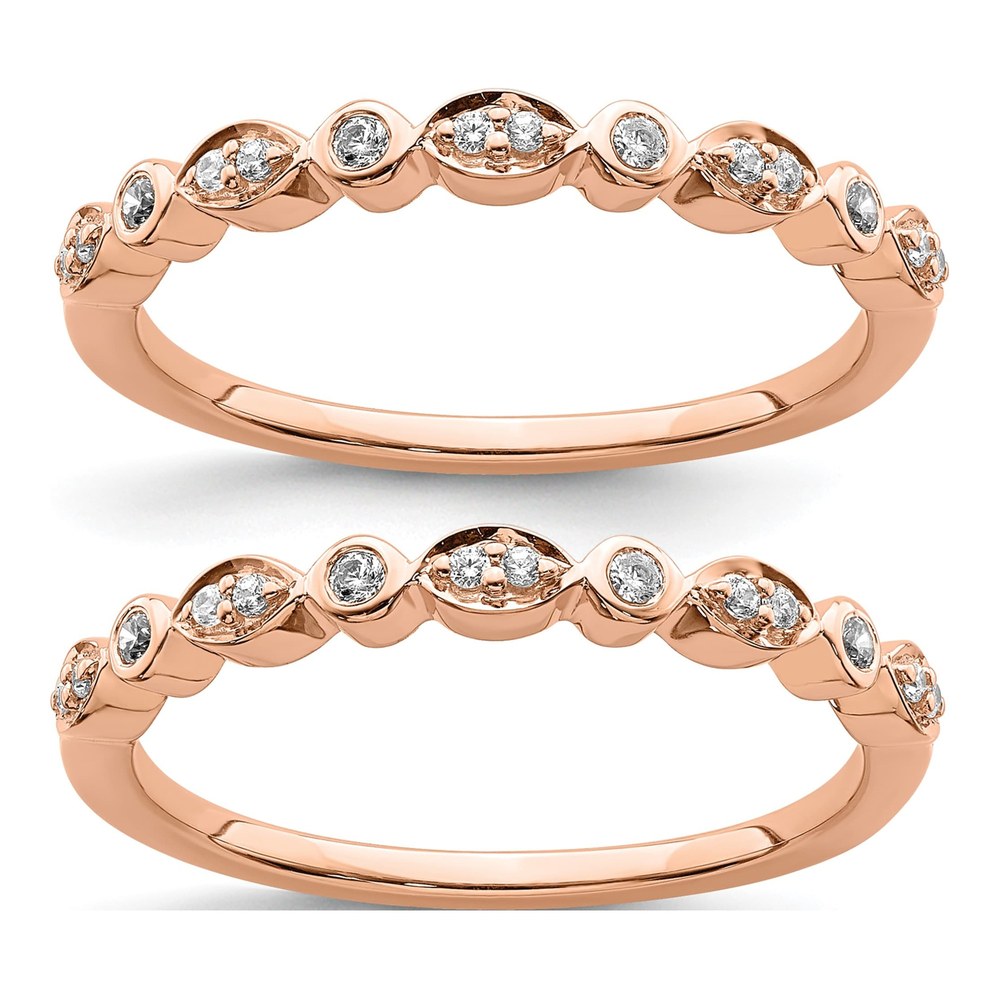 14K Rose Gold 1/5 ct Diamond Wedding Bands, Set of 2
