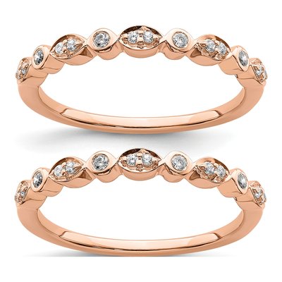 14K Rose Gold Lab-Grown Diamond Wedding Band Set