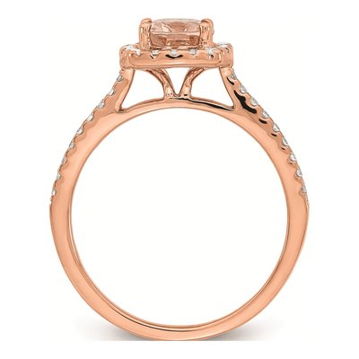 14K Rose Gold 1/3 ct tw Morganite & Diamond Blooming Bridal Halo Engagement Ring – view 2