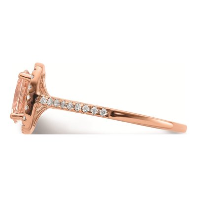 14K Rose Gold 1/3 ct tw Morganite & Diamond Blooming Bridal Halo Engagement Ring – view 3