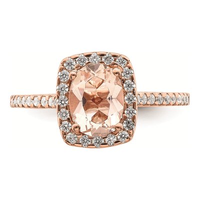 14K Rose Gold 1/3 ct tw Morganite & Diamond Blooming Bridal Halo Engagement Ring – view 4