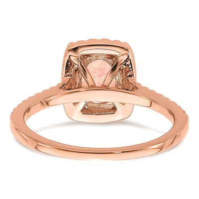 14K Rose Gold 1/3 ct tw Morganite & Diamond Blooming Bridal Halo Engagement Ring – view 5