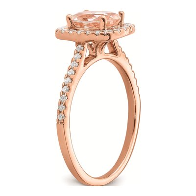 14K Rose Gold 1/3 ct tw Morganite & Diamond Blooming Bridal Halo Engagement Ring – view 6