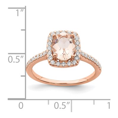 14K Rose Gold 1/3 ct tw Morganite & Diamond Blooming Bridal Halo Engagement Ring – view 8