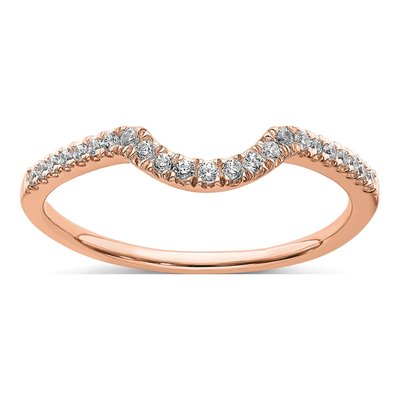 14K Rose Gold 1/8 ct tw Diamond Contoured Wedding Band