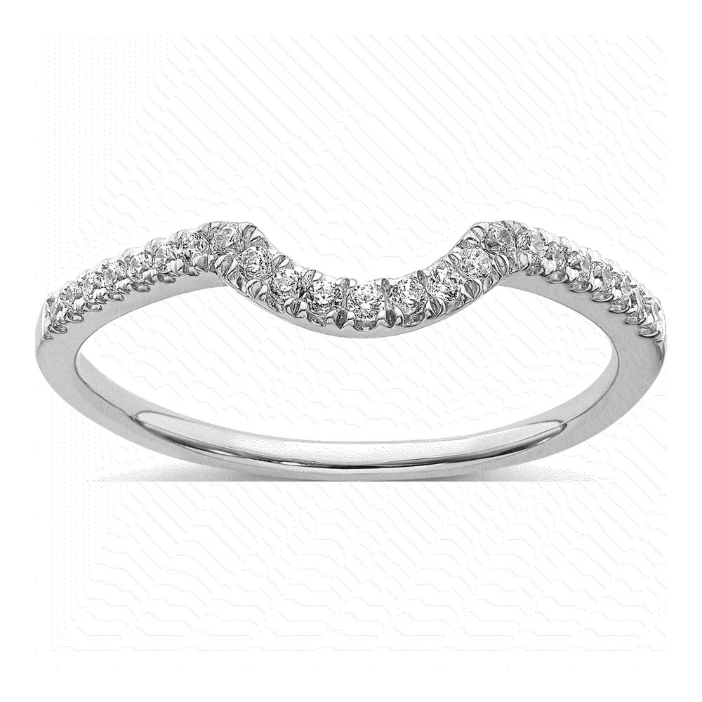 14K White Gold 1/8 ct tw Diamond Contoured Wedding Band