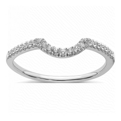 14K White Gold 1/8 ct tw Diamond Contoured Wedding Band