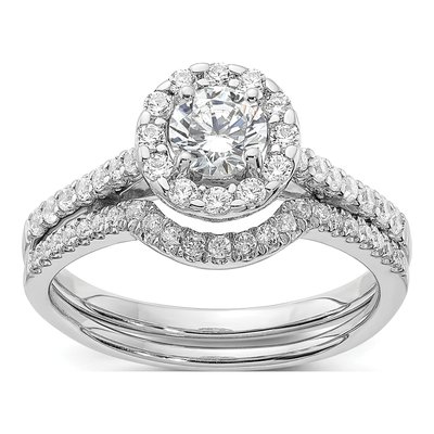 14K White Gold Halo Diamond Engagement Ring Semi-Mount – view 7
