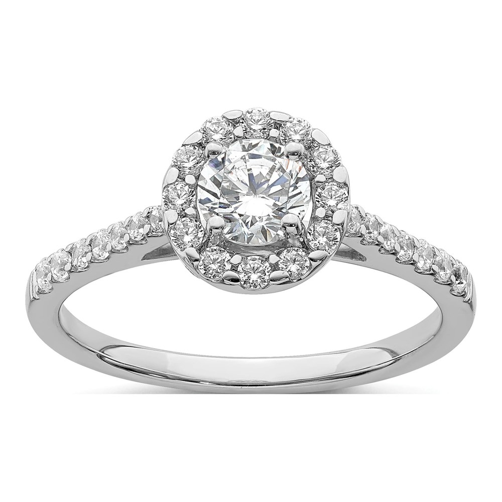 14K White Gold Halo Diamond Engagement Semi-Mount Ring