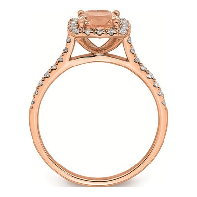 14K Rose Gold 1/4 ct tw Morganite & Diamond Halo Engagement Ring – view 2