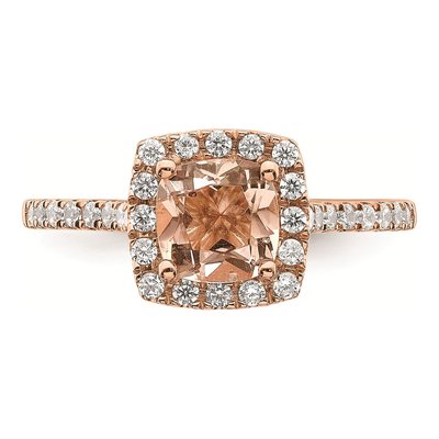 14K Rose Gold 1/4 ct tw Morganite & Diamond Halo Engagement Ring – view 4