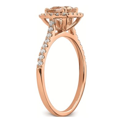 14K Rose Gold 1/4 ct tw Morganite & Diamond Halo Engagement Ring – view 6