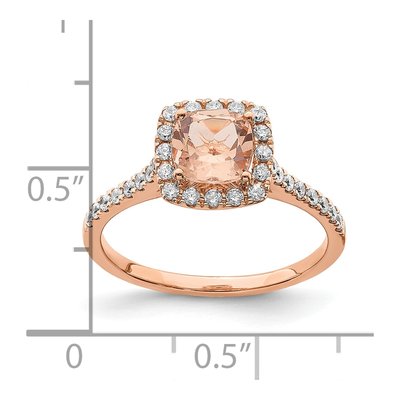 14K Rose Gold 1/4 ct tw Morganite & Diamond Halo Engagement Ring – view 8