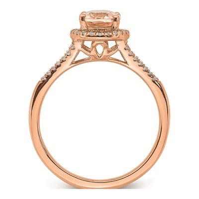 14K Rose Gold 1/5 ct tw Morganite & Diamond Oval Halo Engagement Ring – view 2