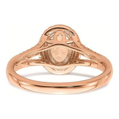14K Rose Gold 1/5 ct tw Morganite & Diamond Oval Halo Engagement Ring – view 5