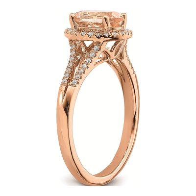 14K Rose Gold 1/5 ct tw Morganite & Diamond Oval Halo Engagement Ring – view 6