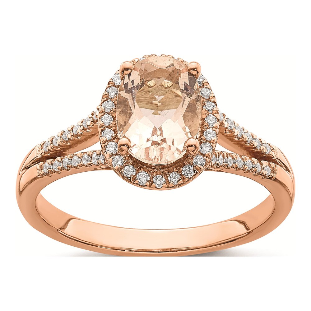 Rose Gold Oval Morganite & Diamond Halo Ring