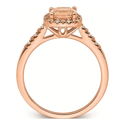 14K Rose Gold 1/15 ct tw Morganite & Diamond Halo Engagement Ring – view 3