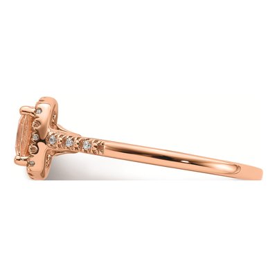 14K Rose Gold 1/15 ct tw Morganite & Diamond Halo Engagement Ring – view 4