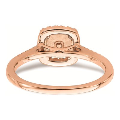 14K Rose Gold 1/15 ct tw Morganite & Diamond Halo Engagement Ring – view 6