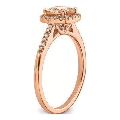 14K Rose Gold 1/15 ct tw Morganite & Diamond Halo Engagement Ring – view 7
