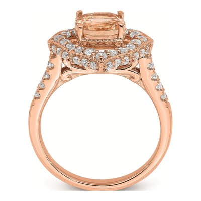 14K Rose Gold 3/4 ct tw Morganite & Diamond Halo Ring – view 2