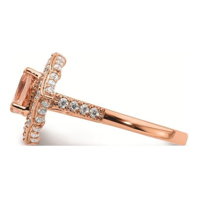 14K Rose Gold 3/4 ct tw Morganite & Diamond Halo Ring – view 3