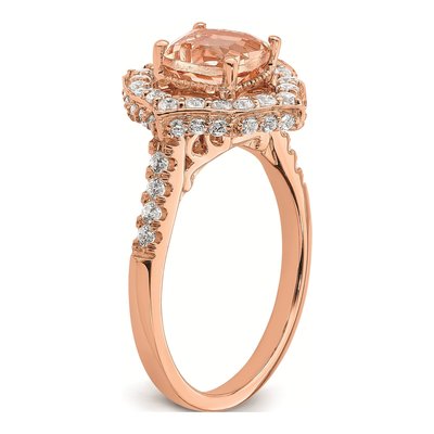 14K Rose Gold 3/4 ct tw Morganite & Diamond Halo Ring – view 6
