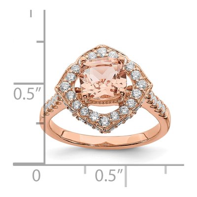 14K Rose Gold 3/4 ct tw Morganite & Diamond Halo Ring – view 8