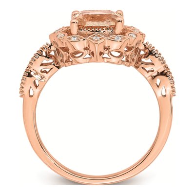 14K Rose Gold 1/15 ct tw Morganite & Diamond Halo Engagement Ring – view 2