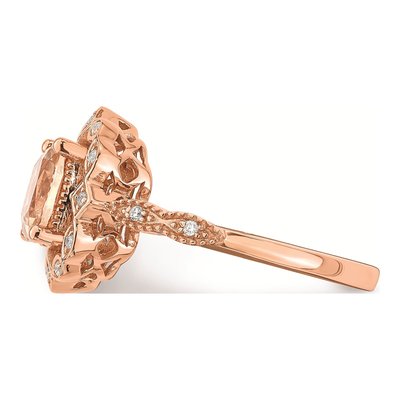 14K Rose Gold 1/15 ct tw Morganite & Diamond Halo Engagement Ring – view 3