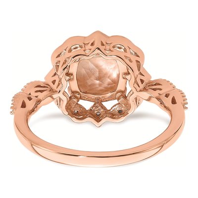 14K Rose Gold 1/15 ct tw Morganite & Diamond Halo Engagement Ring – view 5