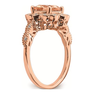 14K Rose Gold 1/15 ct tw Morganite & Diamond Halo Engagement Ring – view 6
