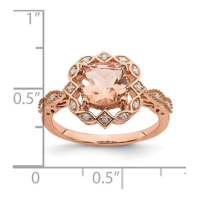 14K Rose Gold 1/15 ct tw Morganite & Diamond Halo Engagement Ring – view 7