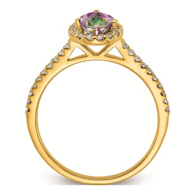 14K Yellow Gold 1/4 ct tw Mystic Fire Topaz & Diamond Halo Engagement Ring – view 2
