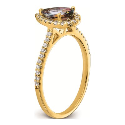 14K Yellow Gold 1/4 ct tw Mystic Fire Topaz & Diamond Halo Engagement Ring – view 6