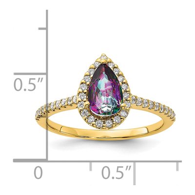 14K Yellow Gold 1/4 ct tw Mystic Fire Topaz & Diamond Halo Engagement Ring – view 8