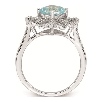 14K White Gold 1/3 ct tw Aquamarine & Diamond Engagement Ring – view 2