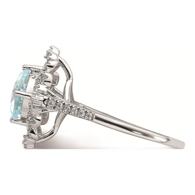 14K White Gold 1/3 ct tw Aquamarine & Diamond Engagement Ring – view 3