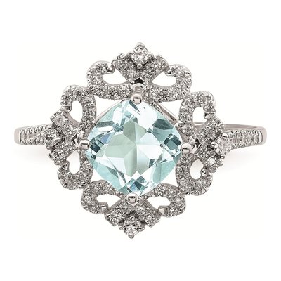 14K White Gold 1/3 ct tw Aquamarine & Diamond Engagement Ring – view 4