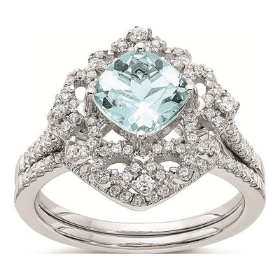 14K White Gold 1/3 ct tw Aquamarine & Diamond Engagement Ring – view 7